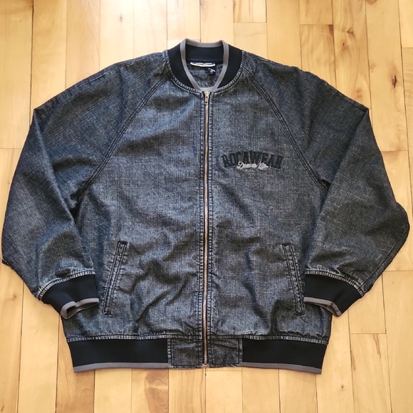 VTG 90s Rocawear Dark Denim Bomber Jkt - XL - Picture 1 of 12